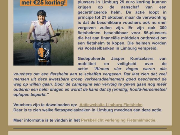 Extra Nieuwsbrief KBO Limburg 21 juni 2023: Fietshelmcampagne