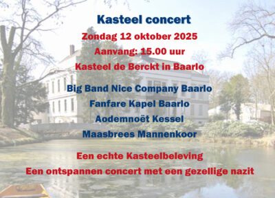 Kasteel concert zondag 12 oktober a.s.