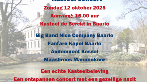 Kasteel concert zondag 12 oktober a.s.